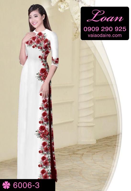 Vải áo dài hoa dây một bên