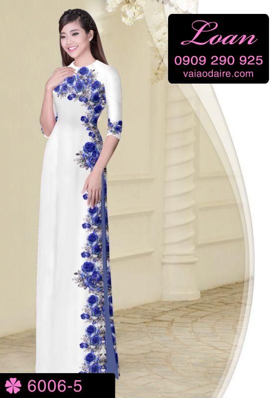 Vải áo dài hoa dây một bên