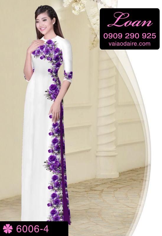 Vải áo dài hoa dây một bên