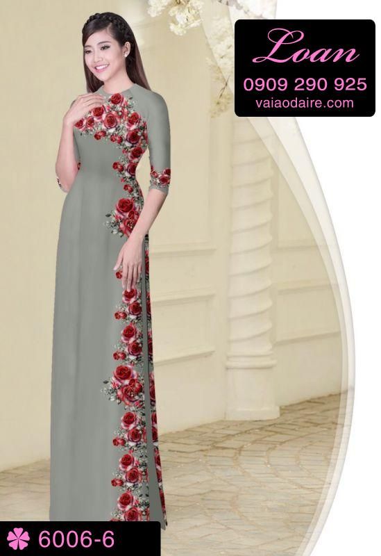 Vải áo dài hoa dây một bên