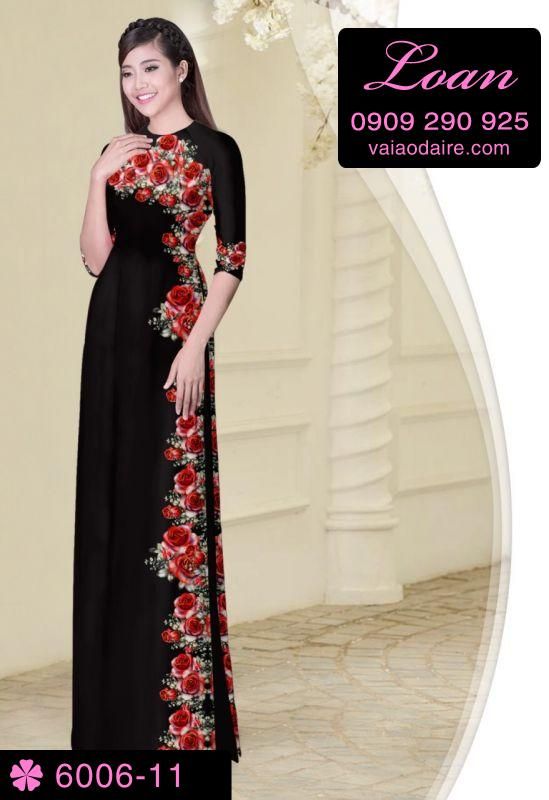 Vải áo dài hoa dây một bên