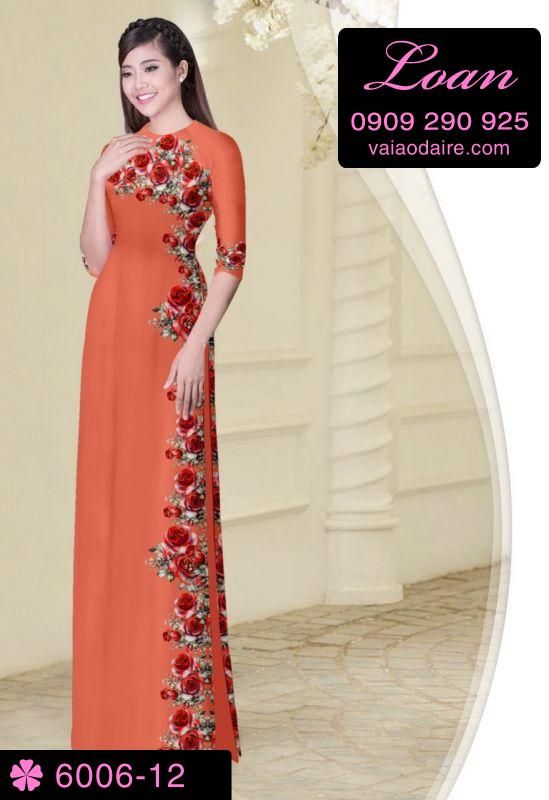 Vải áo dài hoa dây một bên