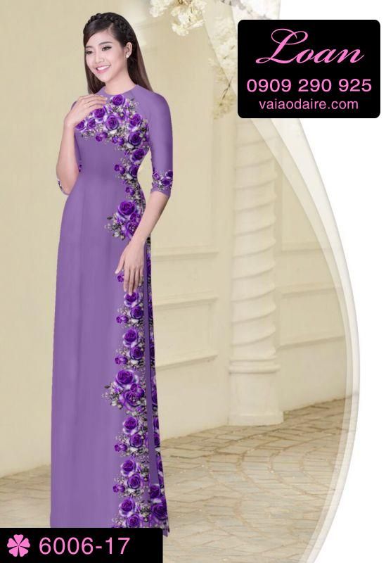 Vải áo dài hoa dây một bên
