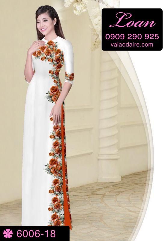 Vải áo dài hoa dây một bên