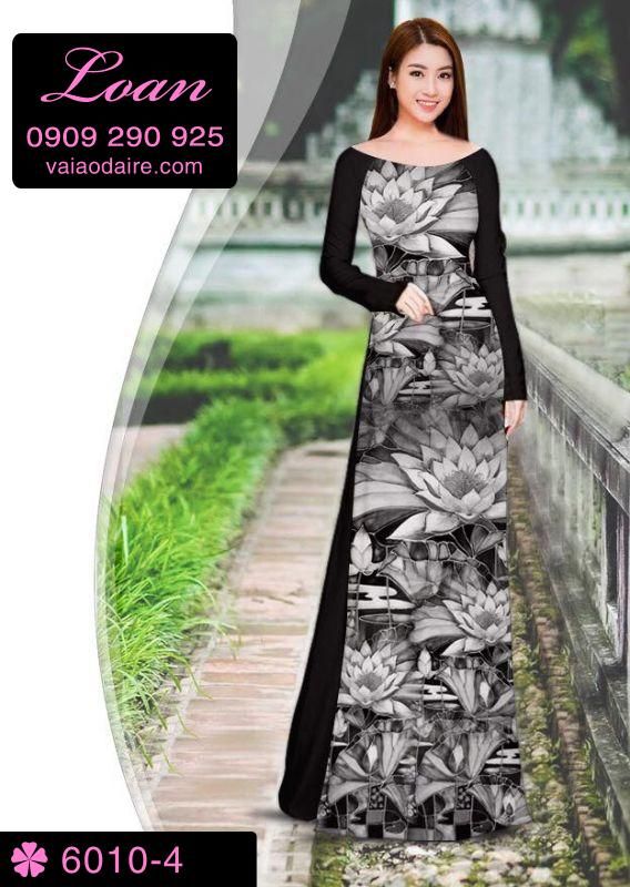 Vải áo dài hoa Sen toàn thân