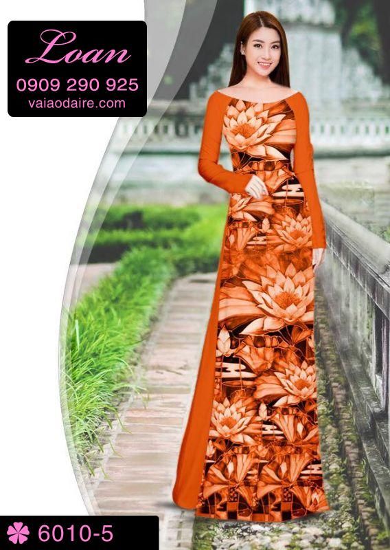 Vải áo dài hoa Sen toàn thân