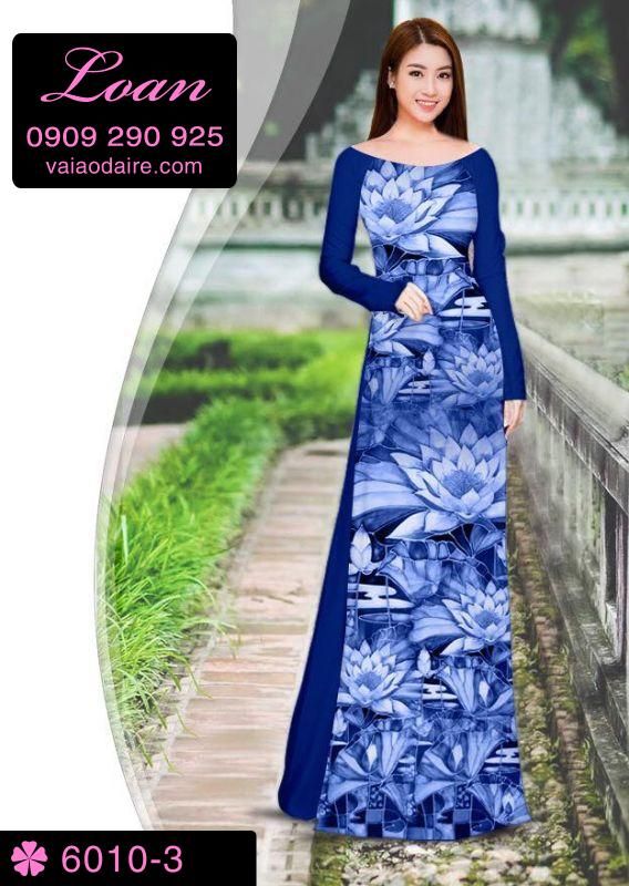 Vải áo dài hoa Sen toàn thân
