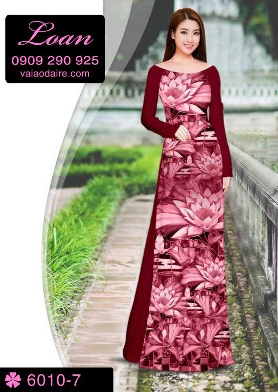 Vải áo dài hoa Sen toàn thân
