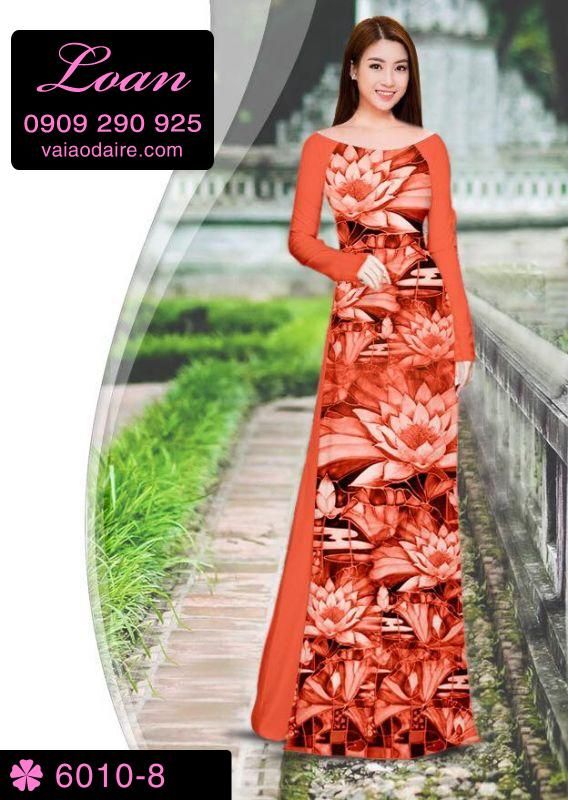 Vải áo dài hoa Sen toàn thân
