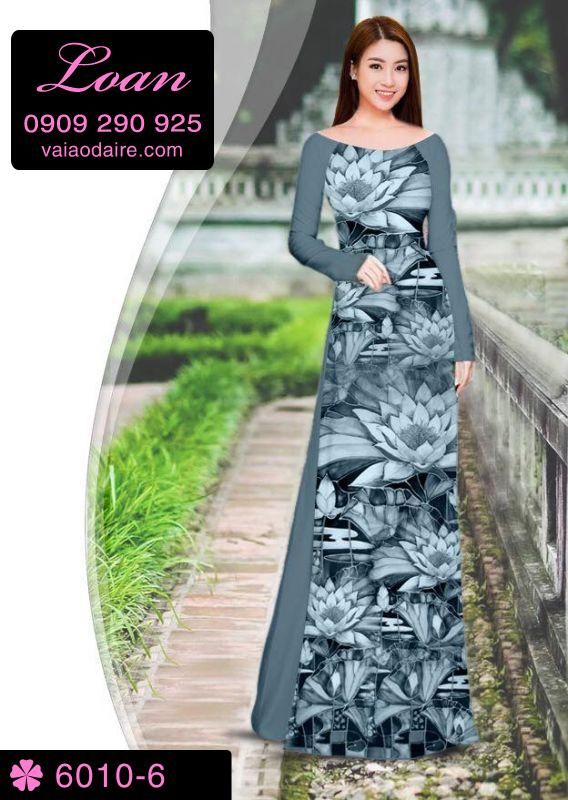 Vải áo dài hoa Sen toàn thân