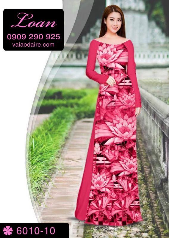 Vải áo dài hoa Sen toàn thân