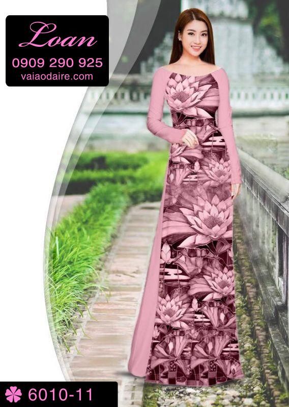 Vải áo dài hoa Sen toàn thân