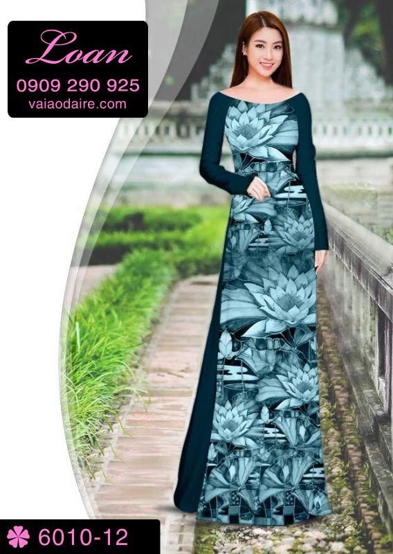 Vải áo dài hoa Sen toàn thân