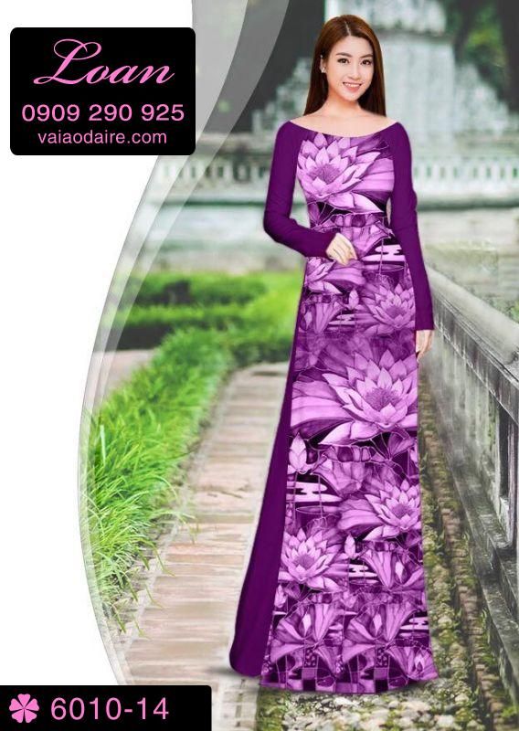 Vải áo dài hoa Sen toàn thân