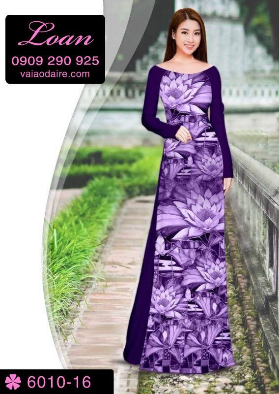 Vải áo dài hoa Sen toàn thân