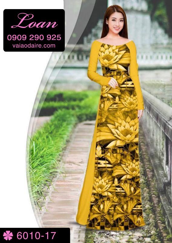 Vải áo dài hoa Sen toàn thân