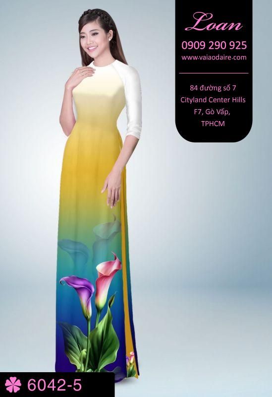 Vải áo dài hoa Tulip