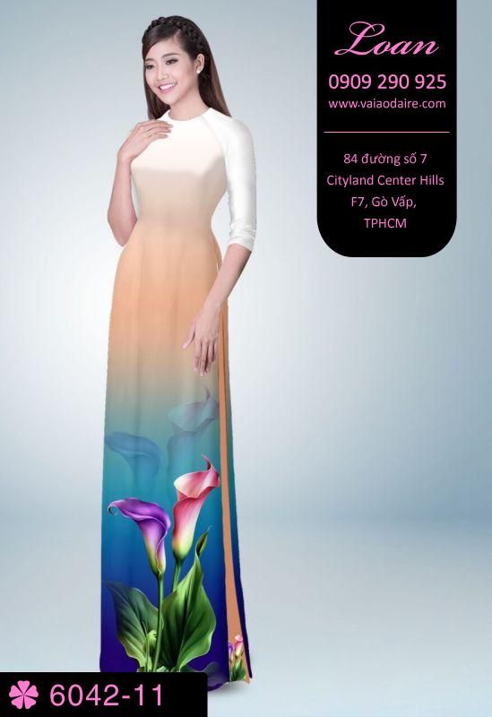 Vải áo dài hoa Tulip