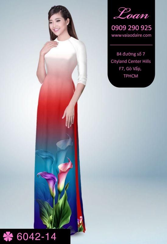 Vải áo dài hoa Tulip