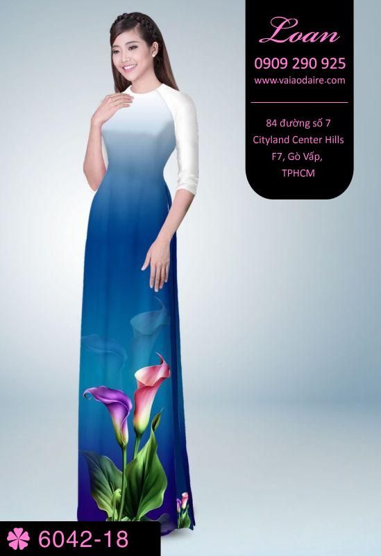 Vải áo dài hoa Tulip
