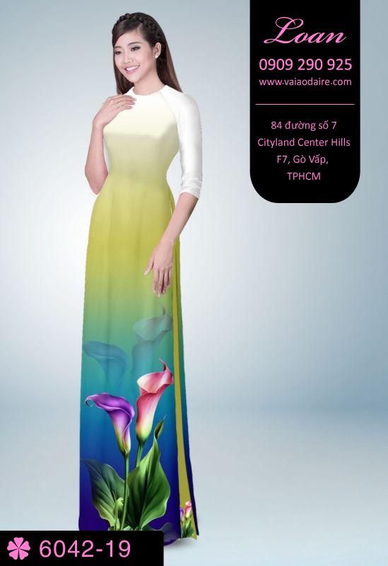 Vải áo dài hoa Tulip