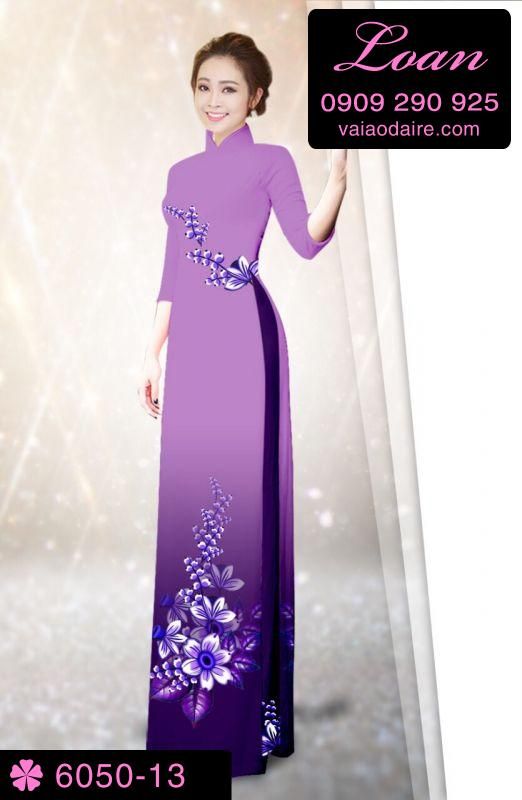 Vải áo dài hoa 3D