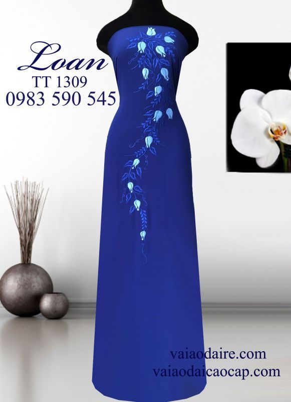 Vải áo dài thêu hoa dây