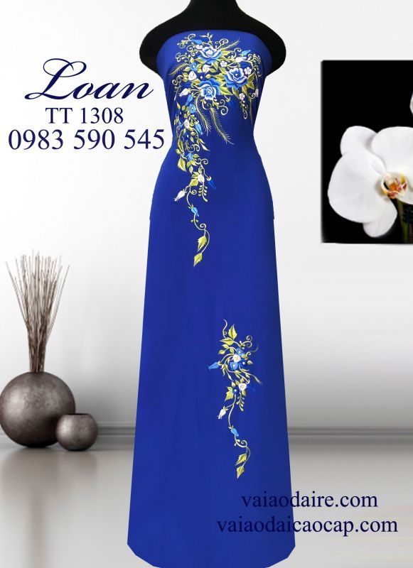 Vải áo dài thêu hoa dây