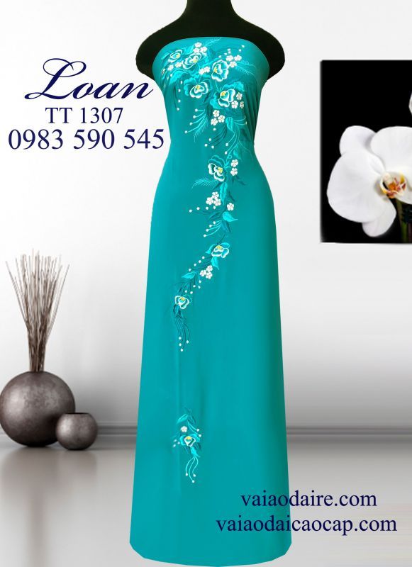 Vải áo dài thêu hoa dây