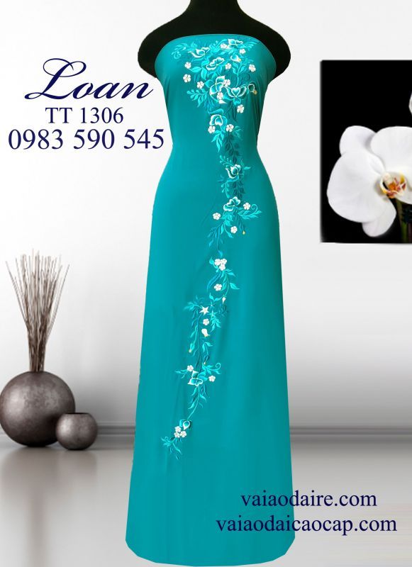 Vải áo dài thêu hoa dây