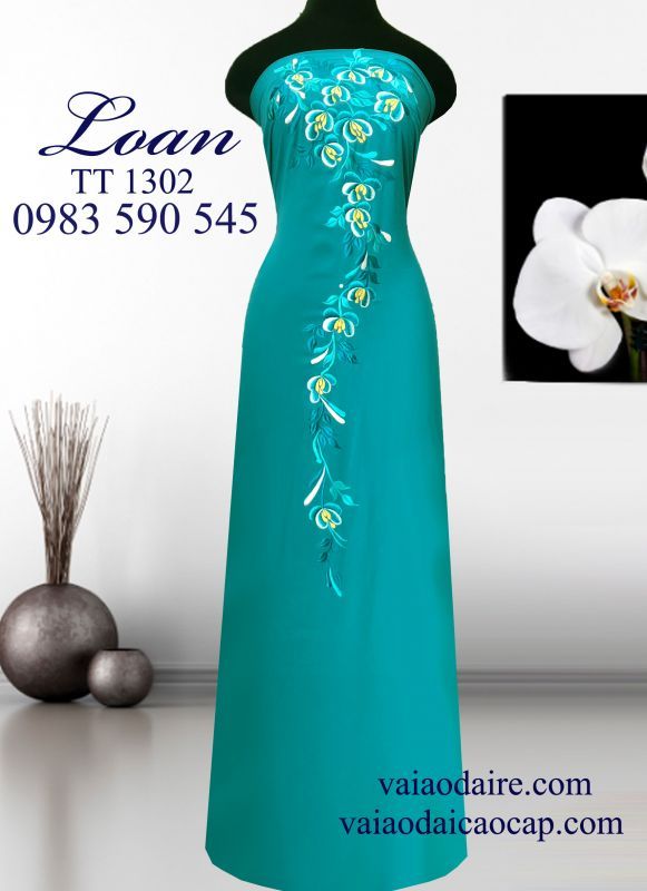 Vải áo dài thêu hoa dây