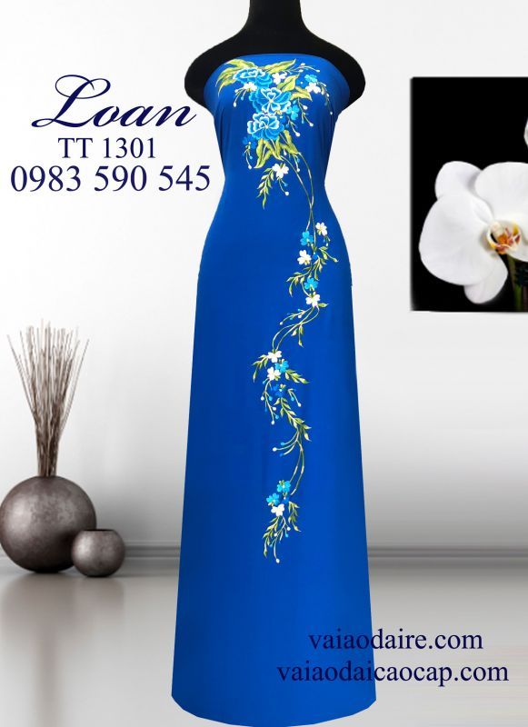 Vải áo dài thêu hoa dây