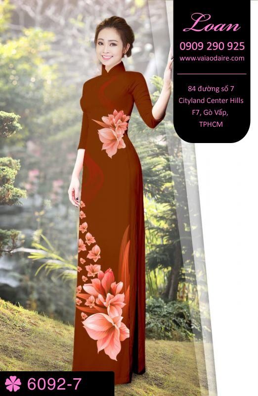 Vải áo dài hoa 3D