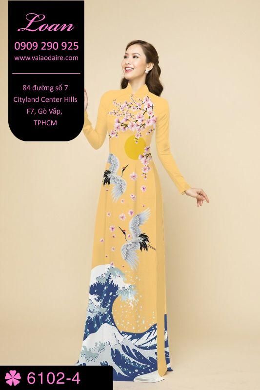 Vải áo dài hoa chim Hạc