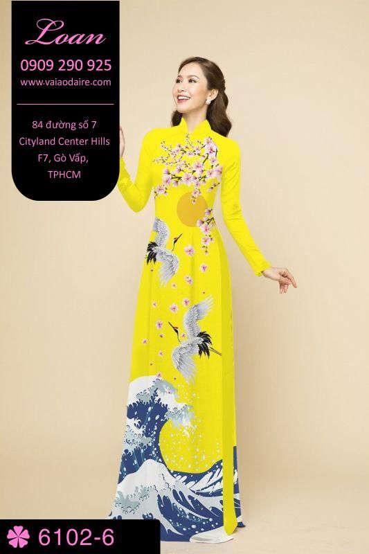 Vải áo dài hoa chim Hạc