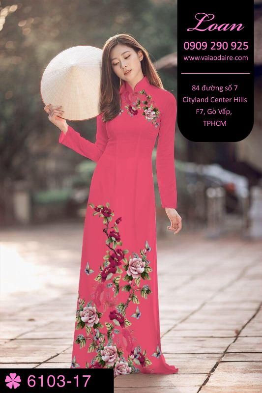 Vải áo dài hoa Hồng