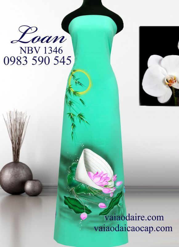 Vải áo dài vẽ nón lá