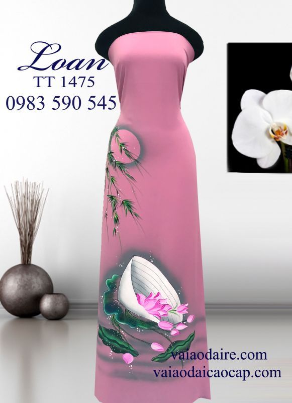 Vải áo dài vẽ nón lá