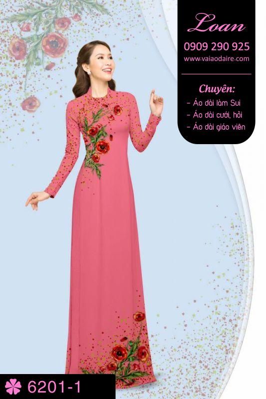 Vải áo dài hoa Hồng