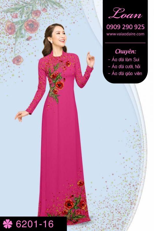 Vải áo dài hoa Hồng