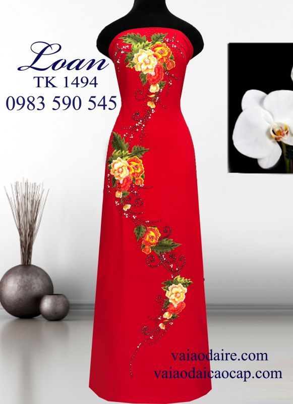 Vải áo dài kết hoa