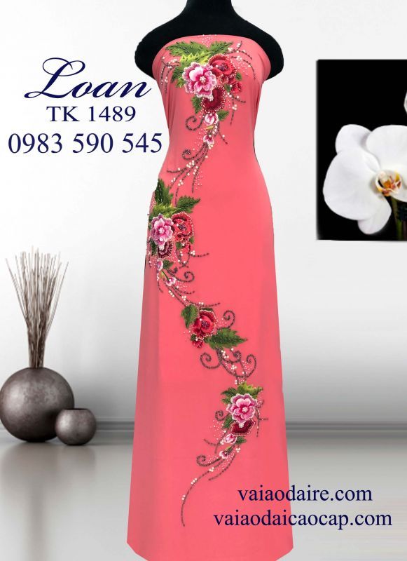 Vải áo dài kết hoa