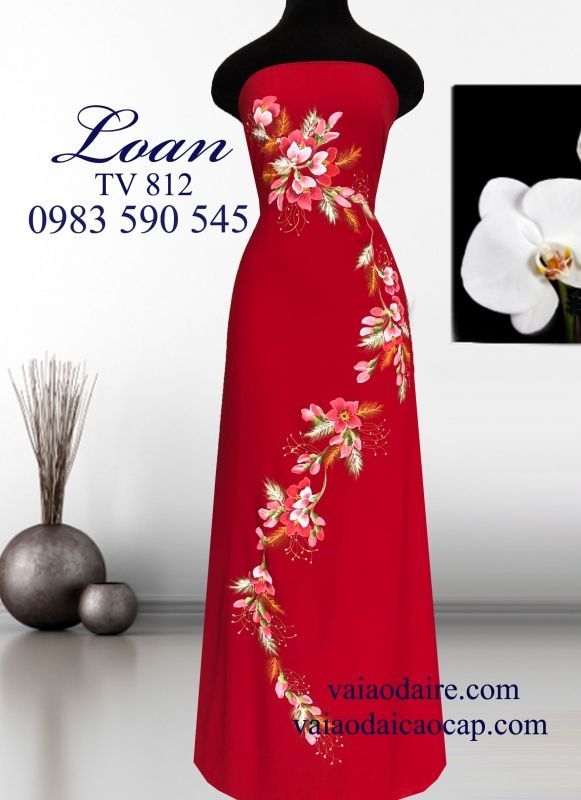 Vải áo dài vẽ hoa dây