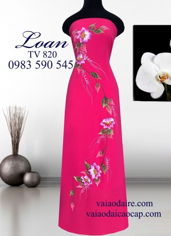 Vải áo dài vẽ hoa dây