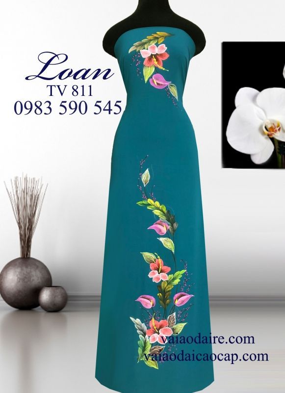 Vải áo dài vẽ hoa dây