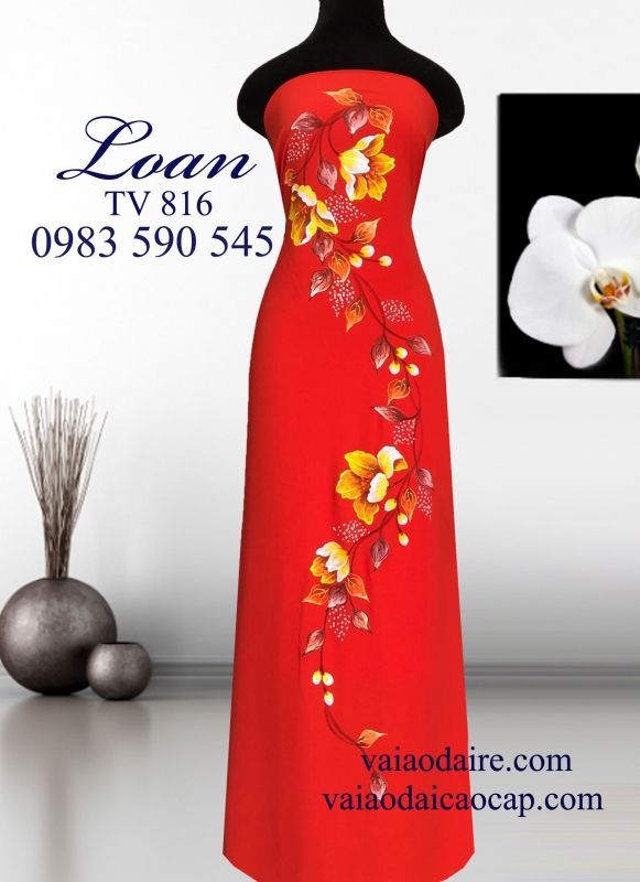 Vải áo dài vẽ hoa dây