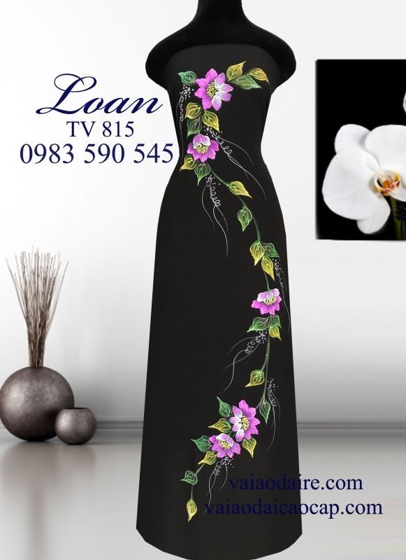 Vải áo dài vẽ hoa dây