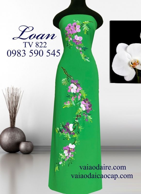 Vải áo dài vẽ hoa dây