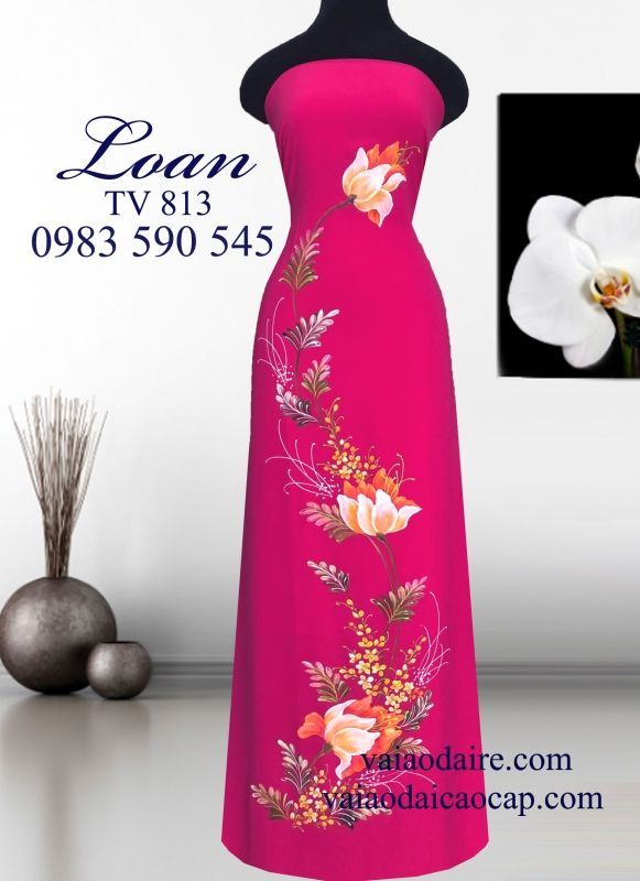 Vải áo dài vẽ hoa dây