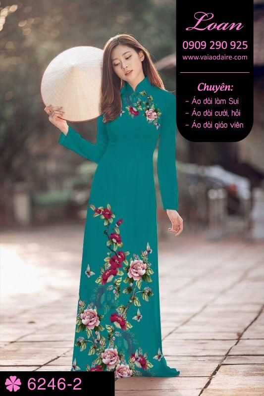 Vải áo dài hoa trên dưới